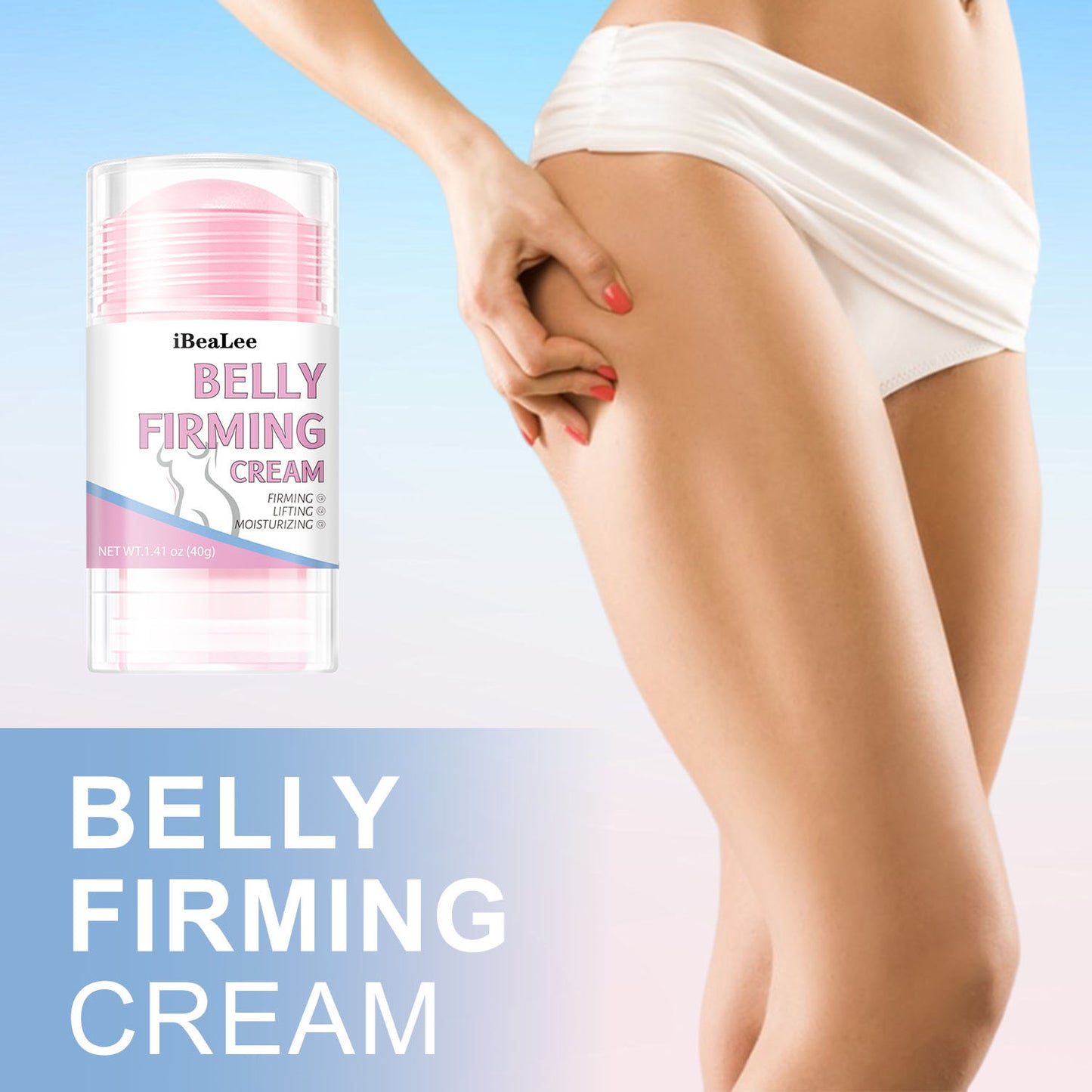 Creme reafirmante abdominal em stick, potente, com cafeína, manteiga de karité, óleo de jojoba e ácido hialurónico - Sem fragrância, para todos os tipos de pele - Eleva, refirma e hidrata para uma pele suave e firme.