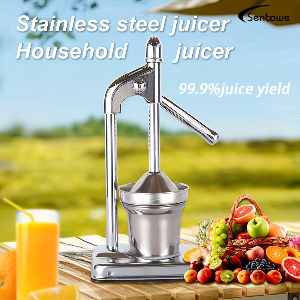 Stainless Steel Manual Juicer - Commercial & Home Use, Heavy-Duty Construction, Easy-Clean Design, No Power Needed, for Oranges, Grapefruits, Lemons, Apples, Berries, Vegetables - Ideal For Restaurants, Home Kitchens, Fruit J