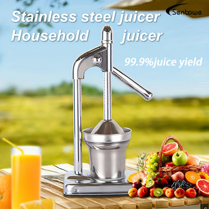 Stainless Steel Manual Juicer - Commercial & Home Use, Heavy-Duty Construction, Easy-Clean Design, No Power Needed, for Oranges, Grapefruits, Lemons, Apples, Berries, Vegetables - Ideal For Restaurants, Home Kitchens, Fruit J