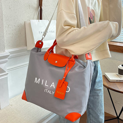 1pc MILANO Printed Crossbody Bag - High-Capacity Adjustable Strap Handbag with Double Handles, Lightweight Polyester Lining, Minimalist Design for Daily Commute & Vacation, For Teenager