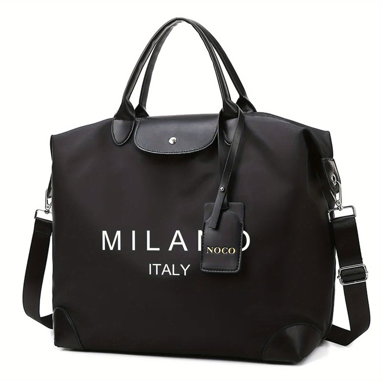 1pc MILANO Printed Crossbody Bag - High-Capacity Adjustable Strap Handbag with Double Handles, Lightweight Polyester Lining, Minimalist Design for Daily Commute & Vacation, For Teenager