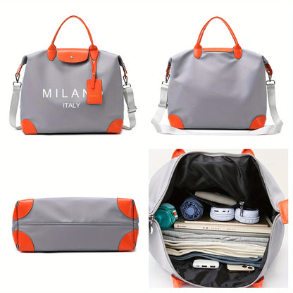 1pc MILANO Printed Crossbody Bag - High-Capacity Adjustable Strap Handbag with Double Handles, Lightweight Polyester Lining, Minimalist Design for Daily Commute & Vacation, For Teenager