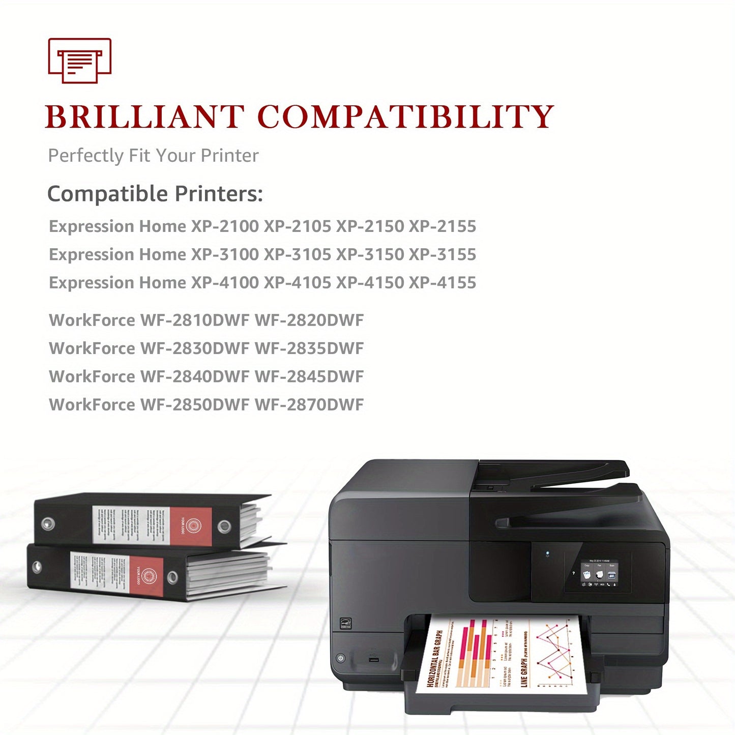 tinteiros 603XL compatíveis com as impressoras Epson Expression Home XP-2100, XP-2150, XP-3100, XP-3105, XP-3150, XP-4100, XP-4155, Workforce WF-2810, WF-2830, WF-2835, WF-2840 e WF-2850 (embalagem com 10 unidades).