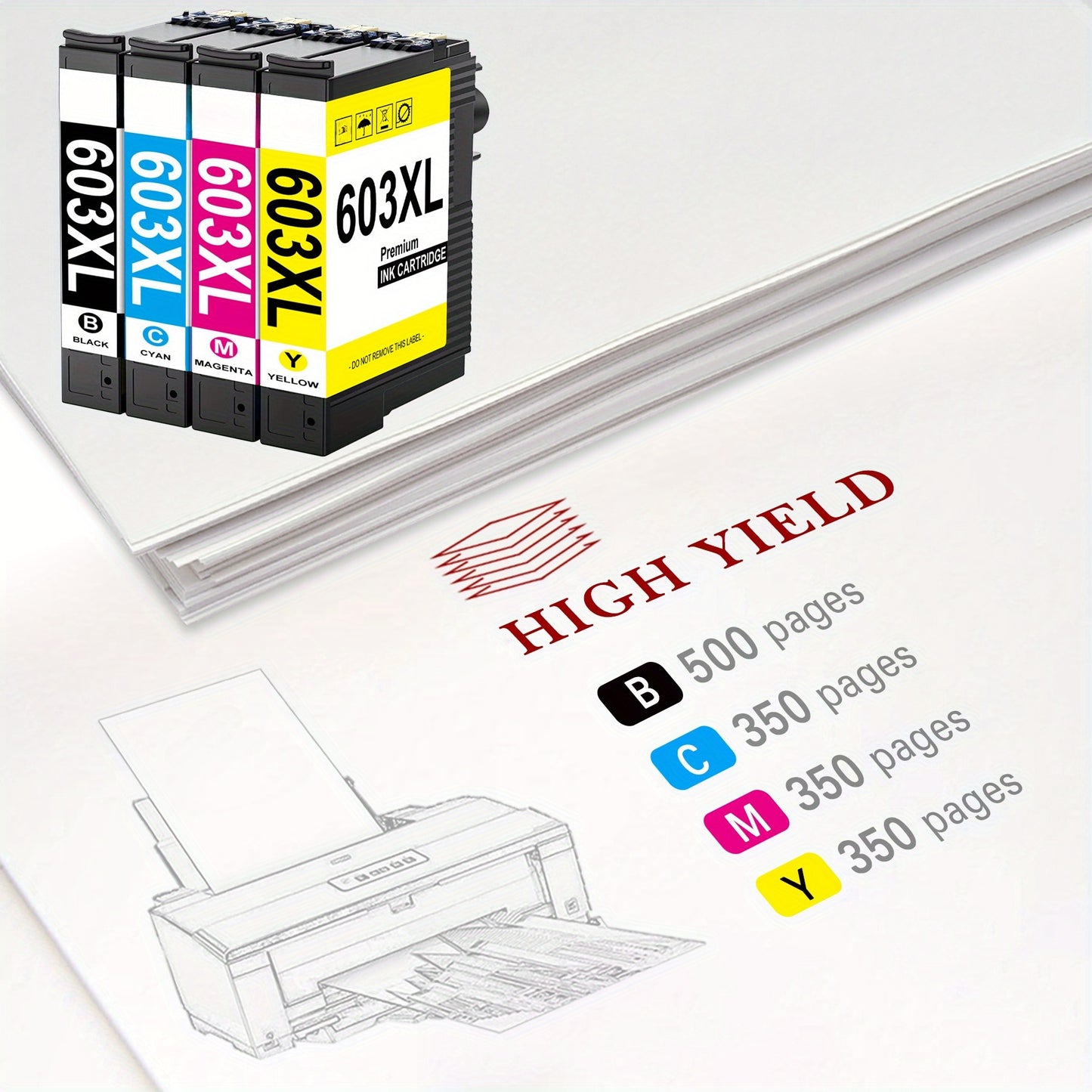 tinteiros 603XL compatíveis com as impressoras Epson Expression Home XP-2100, XP-2150, XP-3100, XP-3105, XP-3150, XP-4100, XP-4155, Workforce WF-2810, WF-2830, WF-2835, WF-2840 e WF-2850 (embalagem com 10 unidades).