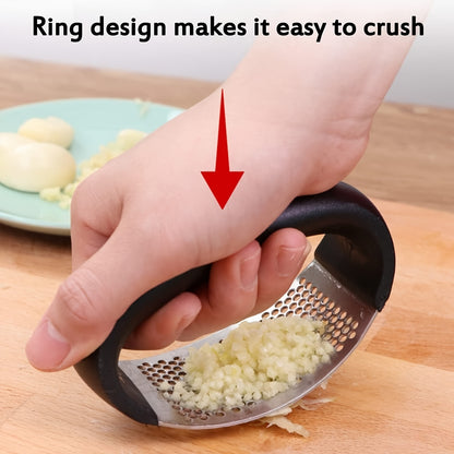 1pc Stainless Steel Garlic Press, Manual Vegetable Cutter & Fruit Masher, Easy-to-Use Kitchen Tool, for Chopping & Smashing Garlic, with No Electricity Required, for Home, Restaurant & Supermarket Use