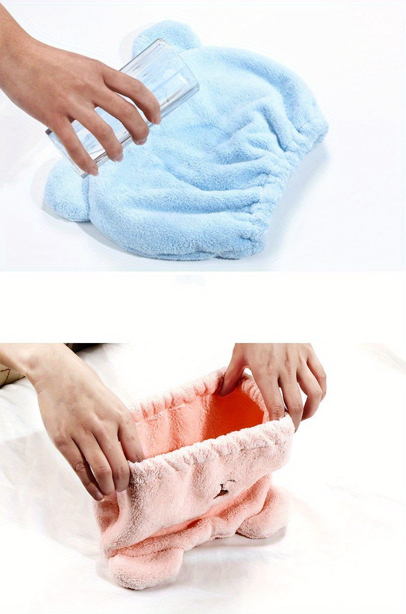 OLOEY Quick-Dry Microfiber Hair Towel Wrap for Women - Cute Cartoon Design, Perfect for Curly, Long & Thick Hair, Paraben-Free