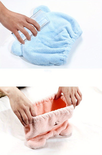 OLOEY Quick-Dry Microfiber Hair Towel Wrap for Women - Cute Cartoon Design, Perfect for Curly, Long & Thick Hair, Paraben-Free