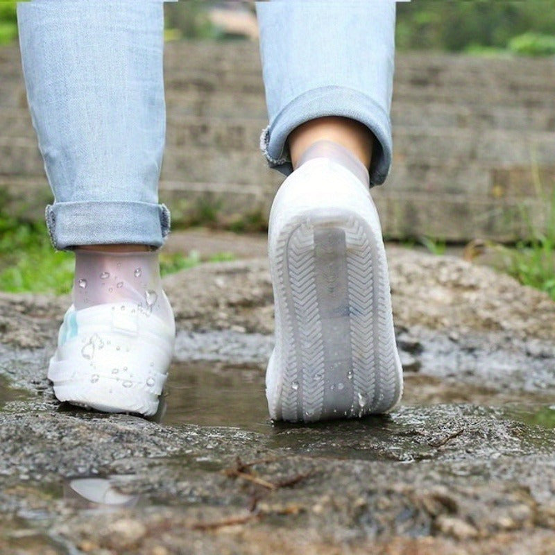 1 Pair Durable Silicone Shoe Covers, Reusable Waterproof Non-Slip Outdoor Foot Protectors, Latex Cycling Rain Boot Covers, Dustproof Wear-Resistant Footwear