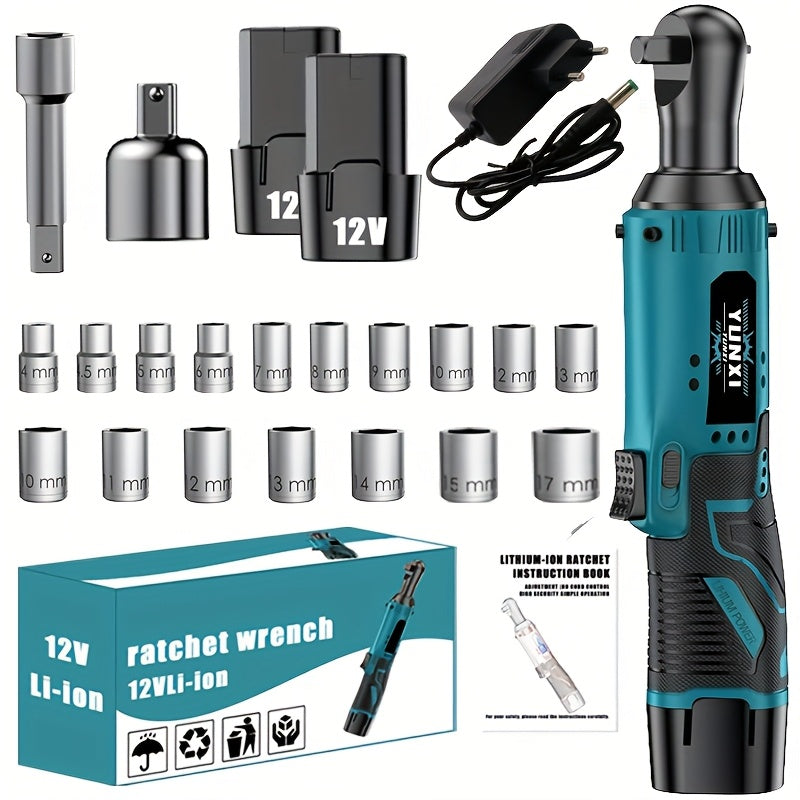 2025 New Electric Wrench, Portable Ratchet Wrench, Automotive Maintenance Angle Crane Installation Tool, Effort-Saving Quick-Release Wrench for Home Renovation, Ergonomic Socket Design, Featuring Adjustable-Speed Trigger, Ide