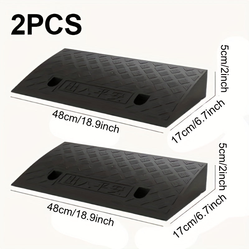 2pcs Heavy-Duty Portable Ramps with Non-Slip Surface - 5cm Height, Durable Plastic Construction for Cars, Motorcycles, Wheelchairs & Pets - Easy to Use for Loading & Unloading, Accessibility Ramp for Outdoor Use, Ramp for Car
