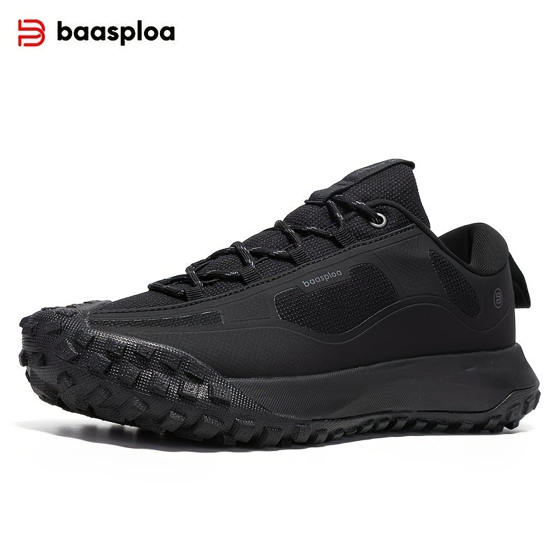 Sapatilhas de caminhada e trail para homem BAASPLOA para todas as estações - Sapatilhas casuais com atacadores, topo em tecido resistente, interior respirável, sola antiderrapante em MD, de cano baixo, ideal para as atividades de lazer diárias.