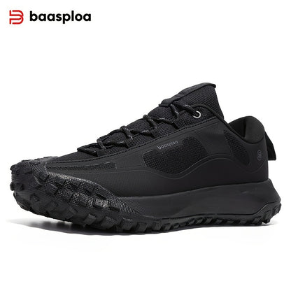 Sapatilhas de caminhada e trail para homem BAASPLOA para todas as estações - Sapatilhas casuais com atacadores, topo em tecido resistente, interior respirável, sola antiderrapante em MD, de cano baixo, ideal para as atividades de lazer diárias.