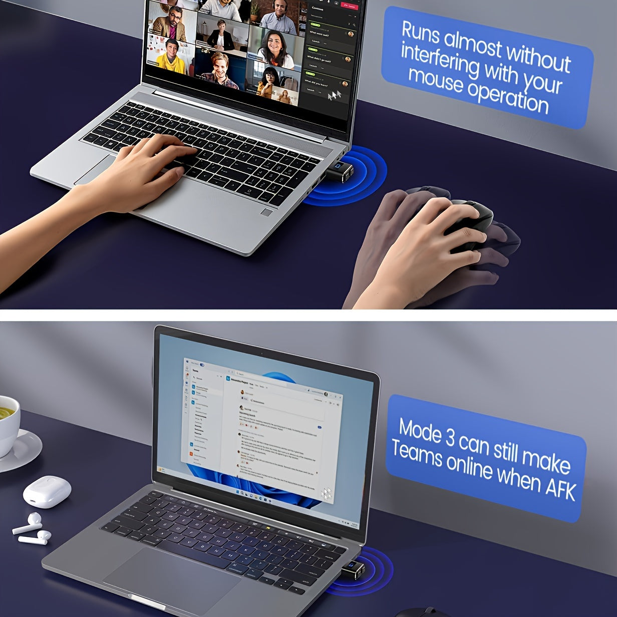 Vaydeer Mini Metal Mouse Jiggler, Made of High-Quality Aluminum Alloy, Longer Service Life, Plug and Play, Undetectable, 3 Natural and Random Tracks, USB Mouse Mover Can Improve Your Work Efficiency and Prevent Computer Sleep