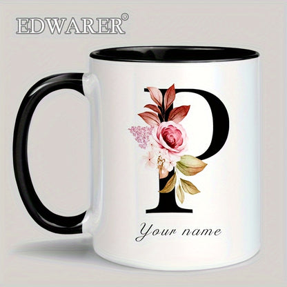 1pc A-Z Letter Custom Personalized Coffee Mug, Water Cup, Photo Text Ceramic Mug 11oz, Graduation Appreciation Thank You Holiday Birthday Gifts, Valentine's Day, Christmas, Birthday, Anniversary Mug Gift, Drinkware For Restau