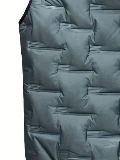 Colete térmico com capuz para homem moderno para o outono/inverno, estilo casaco casual sem mangas.