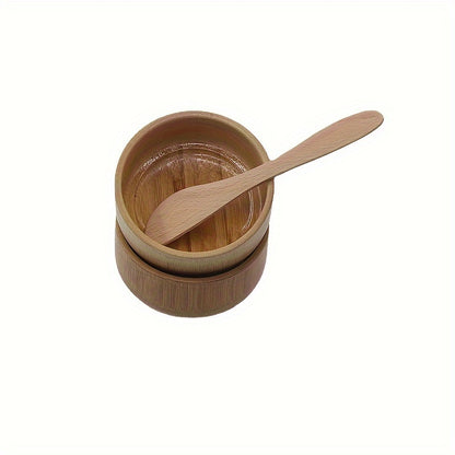 4pcs Bamboo DIY Face Mask Mixing Kit - Includes Bowl, Spatula, Brush & Beauty Scoop - Alcohol-Free, No Batteries Required