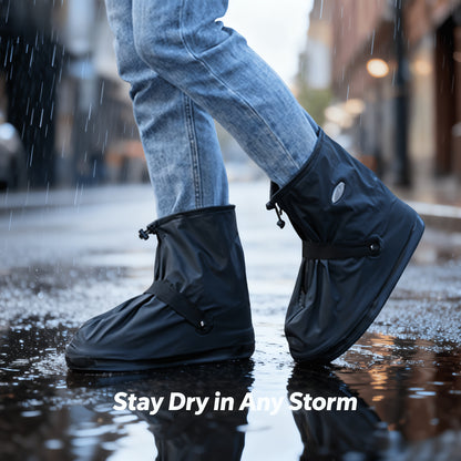 Adults & Students Universal Waterproof Anti-Slip Short Rain Boot Covers - White PVC Thickened Durable High Elasticity Zipper Design One-Touch On/Off, Outdoor Travel Rain Snow Dirt Reusable Hand Wash No Dry Clean Essential Stu