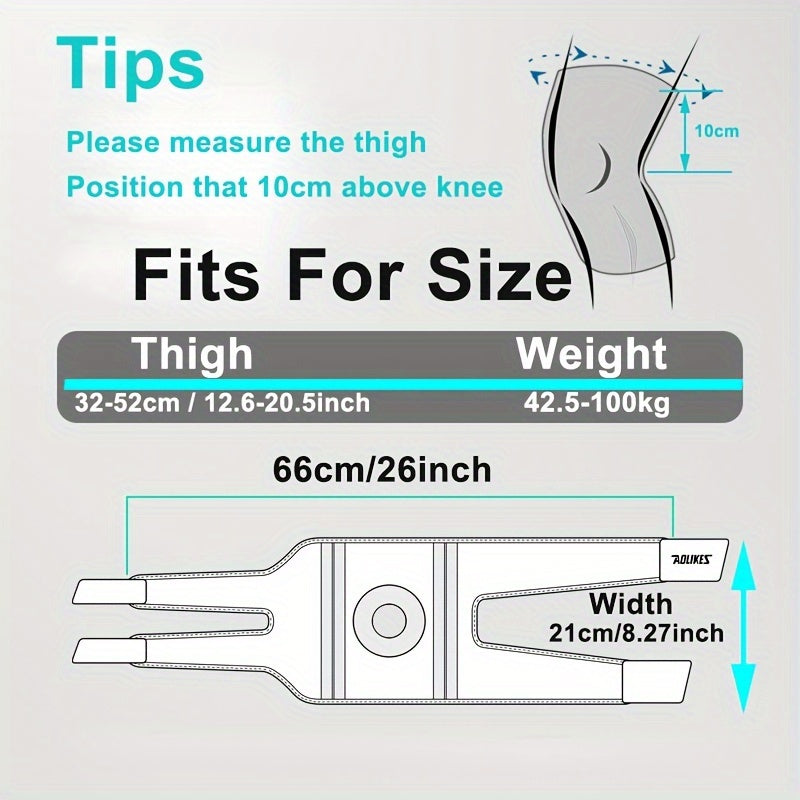 Joelheira de suporte ajustável - Respirável, ajuste confortável para desporto, cinzento/preto, para o inverno.