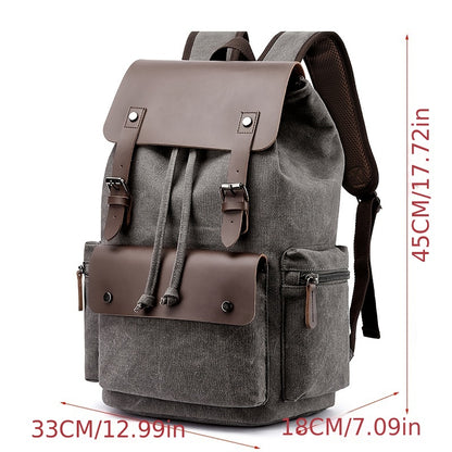 1pc Trendy Retro Canvas Computer Bag Backpack, Student School Bag, Retro Casual Backpack, Strong Durable Travel Business Trip Storage Bag