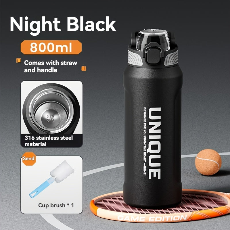 32oz nRMEi Insulated Stainless Steel Water Bottle with Pop-Up Lid, Handle & Straw - 316 Stainless Steel, BPA-Free, 4-Season Hot/Cold Retention, Large Capacity for Outdoor, Travel, Everyday Use, Insulated Water Bottle, Sleek M