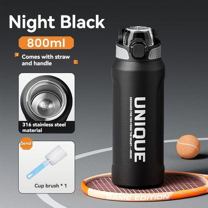 32oz nRMEi Insulated Stainless Steel Water Bottle with Pop-Up Lid, Handle & Straw - 316 Stainless Steel, BPA-Free, 4-Season Hot/Cold Retention, Large Capacity for Outdoor, Travel, Everyday Use, Insulated Water Bottle, Sleek M