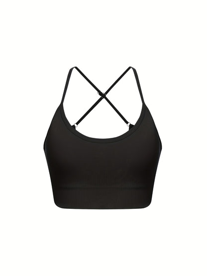 3 pcs Breathable Criss Cross Sports Bra for Women - Sleeveless Yoga Crop Top with Adjustable Straps - Perfect for Fitness and Activewear