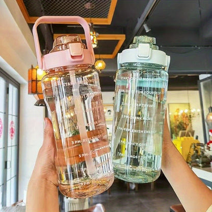 2L Sports Cup Water Bottle With Straw - Large Capacity, Portable & Durable For Outdoor Sports & Fitness!