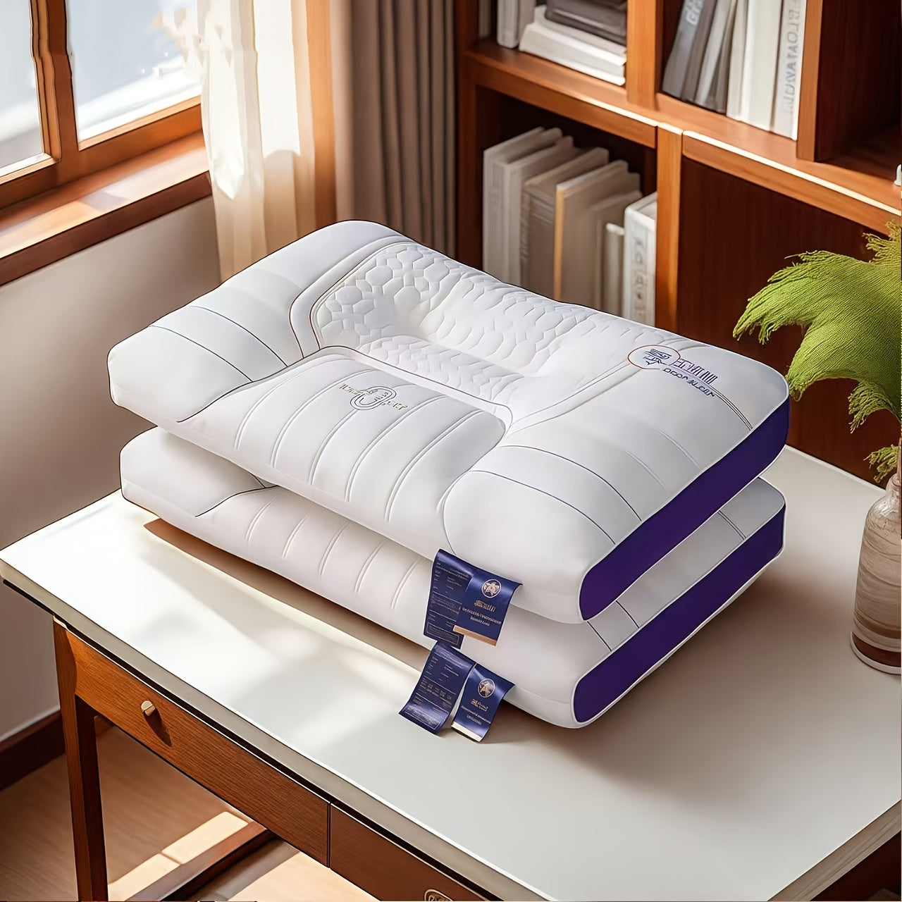 1pc Zero Pressure Deep Sleep Neck Pillow - 4-Level Ergonomic Cervical Pillow with Anti-Hunchback Design, Soft & Firm Support for Side/Back/Stomach Sleepers, Non-Collapsing Core, 8-Hour Comfort, Hand Washable, Ideal for Home U