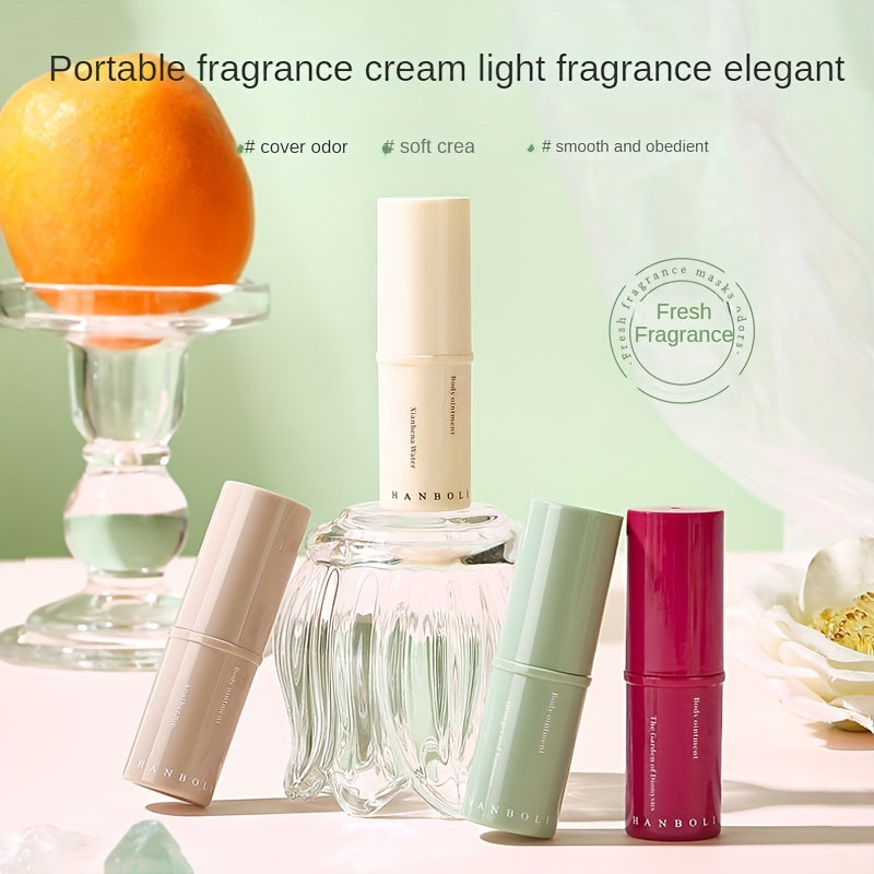 Hanboli Herbal Scented Alcohol-Free Solid Stick Perfume for Adults - Floral Fragrance Note, Fresh Body Cream, Portable & Elegant - Perfect Gift for Girls