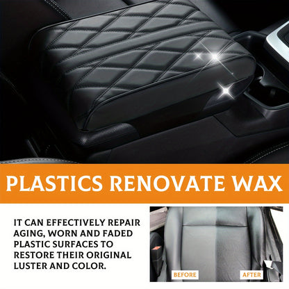 Car Plastic Renovator Wax, 50ml - PU Leather Rejuvenation, Scratch Repair for Car Bumpers and Interiors, Enhances Plastic and Leather Restoration, Prevents Aging and Whitening