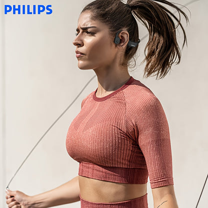Philips bone conduction TAA6609 wireless headphones, all-round sports running wireless hanging ear open earset, ultra-long battery life, built-in 16G memory and wireless dual-mode convenient download song playback, swimming,