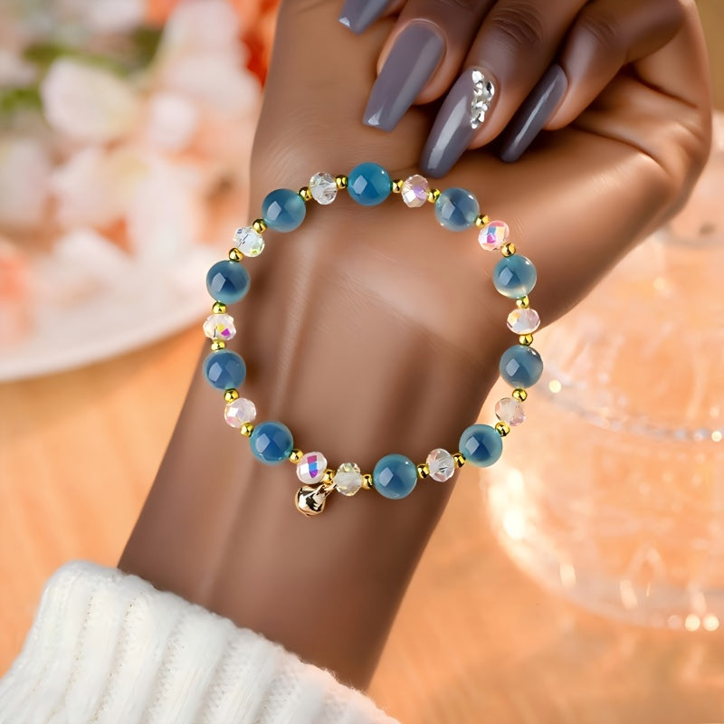 1pc fashion Golden-absorbing bracelet, blue agate imitation bracelet, natural stone wealth to attract wrists, accessories for daily wear of wealth and good luck, Golden-absorbing wrists | Real stone bracelets, money bracelets