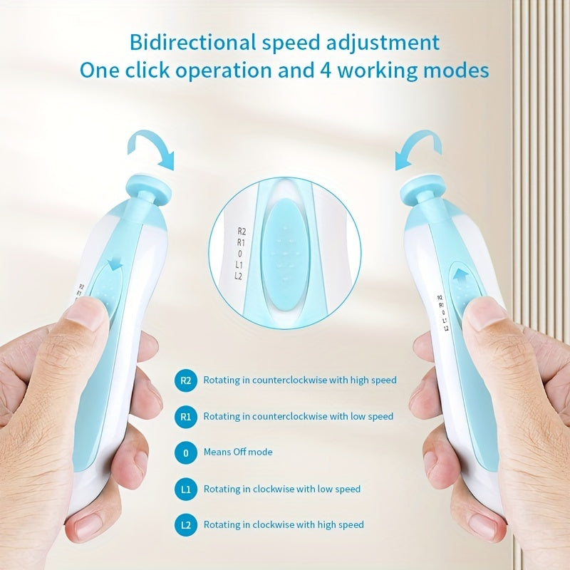 Baby Nail Trimmer Electric, 6 In 1 Safety Baby Nail Clippers, With 6 Grinding Pads And LED Light, Trim Polish Grooming Kit For Newborn Infant Toddler Or Adults Toes Fingernails Care, Christmas, Halloween, Thanksgiving Day Gif