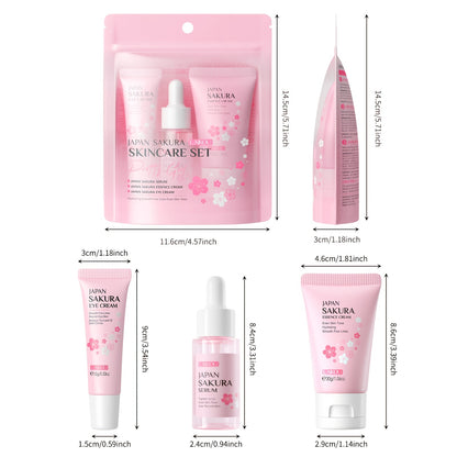 3pcs Set LAIKOU Japanese Cherry Blossom Skin Care Set 3 Piece Serum Liquid Eye Cream Face Cream Skin Care Kit Gifts