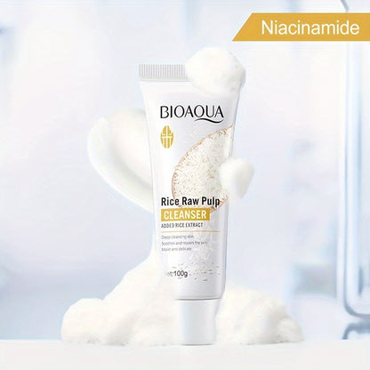 100g Rice Raw Pulp Cleansing Gel, Deep Clean Beautiful Face Wash Care for Delicate Skin for Men And Women Daily Care