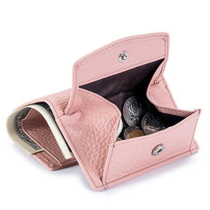 Women's Mini Wallet, Faux Leather Snap Button Coin Purse, Solid Coin Pockets, For Everyday