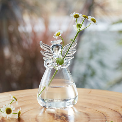 1pc Angel Design Glass Vase, Clear Flower Plant Terrarium Container Hanging Vase, Wedding Party Home Decor Garden Ornaments Hanging Planter