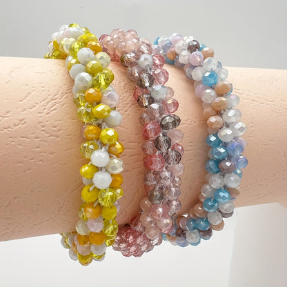 Esbbela 3pcs Bracelet Set Holiday Gift Beaded Artificial Crystal Stackable Strap Set with Elasticity Suitable for Women Men 16.51-20.32 cm Daily Vacation