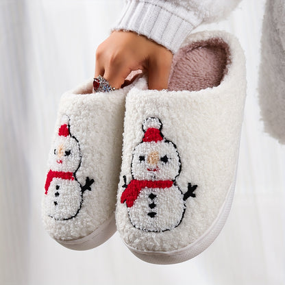 Christmas Tree Pattern Fuzzy Slippers, Winter Warm Closed Toe Flat Floor Shoes, Cozy Soft Sole Plush Home Slippers