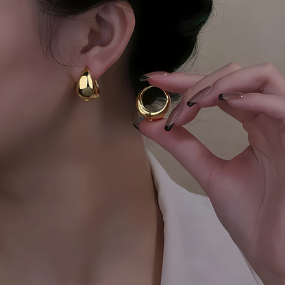 Hypoallergenic stainless steel French Golden hoop earrings, anti-fade, comfortable and versatile, simple and elegant, high-quality fashionable Women's earrings for daily wear or parties, jewelry accessories, are exquisite gif