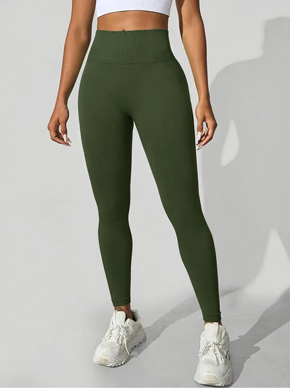 Seamless High-Waisted Yoga Pants for Women - Tummy Control Butt-Lifting 4-Way Stretch Workout Leggings, Moisture-Wicking Quick-Dry Fitness Running Gym Casual Wear, All-Season Machine Washable, Seamless Design, Durable Legging