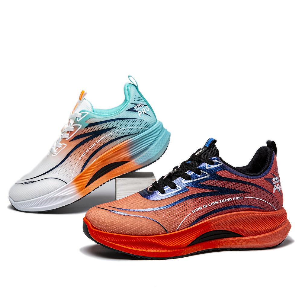 Unisex Running Shoes - Orange/Black Gradient Athletic Sneakers, Breathable Fabric Upper & Cushioned EVA Sole - Lightweight Gym, Jogging, Everyday Shoes for Men and Women - All-Season Performance Footwear, Casual Sportswear, M