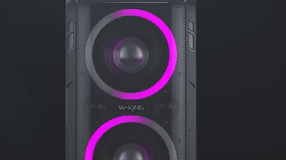 Powerful W-KING 200W peak wireless speaker with massive 120dB soundstage and DSP chip, 12-level bass adjustment, Big Party Boombox portable speaker with super deep bass, dynamic light show, 6.35mm microphone input, TF card sl