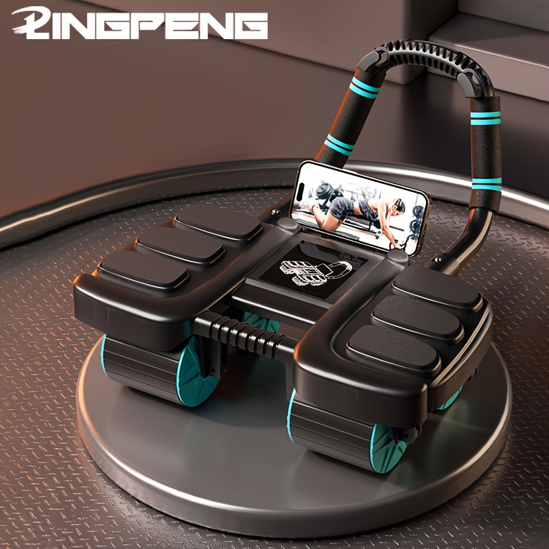 Lingpeng Smart Ab Roller com Rebote Automático - Aparelho de Treino de Força Abdominal com 4 Rodas e Apoio para Cotovelos, Material Durável em PP/TPE, Ideal para Exercícios em Casa, Lingpeng