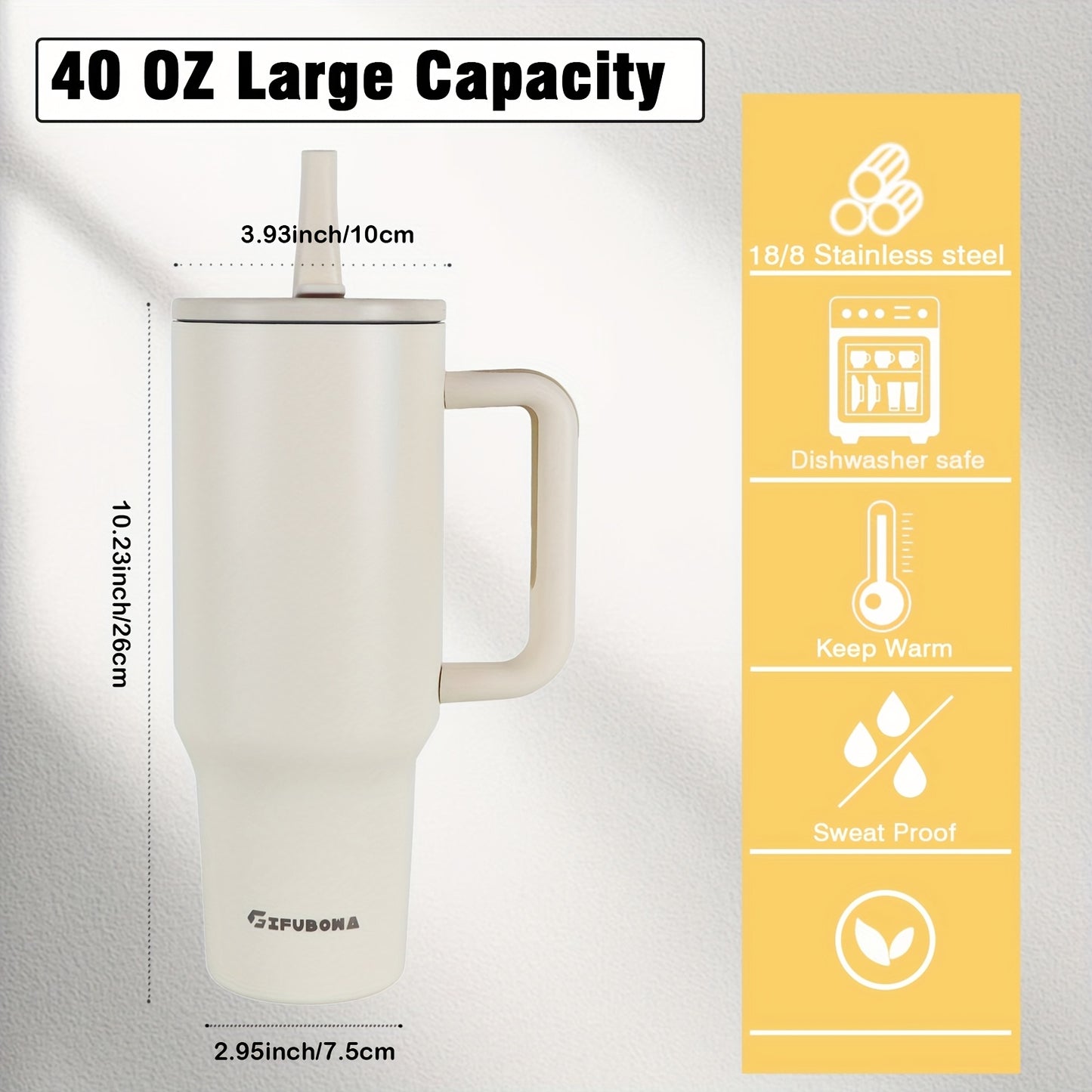 40oz Stainless Steel Insulated Tumbler with Straw Lid - Leak-Proof, Wide Mouth, Portable for Camping & Hiking - Ideal for Mother'S Day, Christmas, Halloween, Thanksgiving Gifts, Insulated Water Bottl