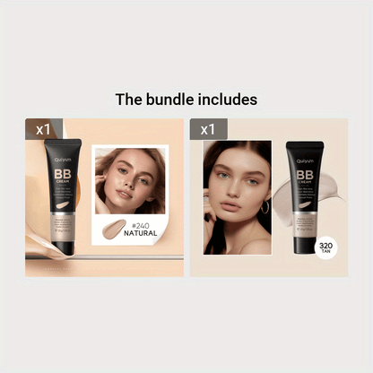 Quiyum BB Cream, Waterproof Long Lasting Pores Concealer, Brighten Skin Tone, Cover Blemishes Make Up Foundation 30g