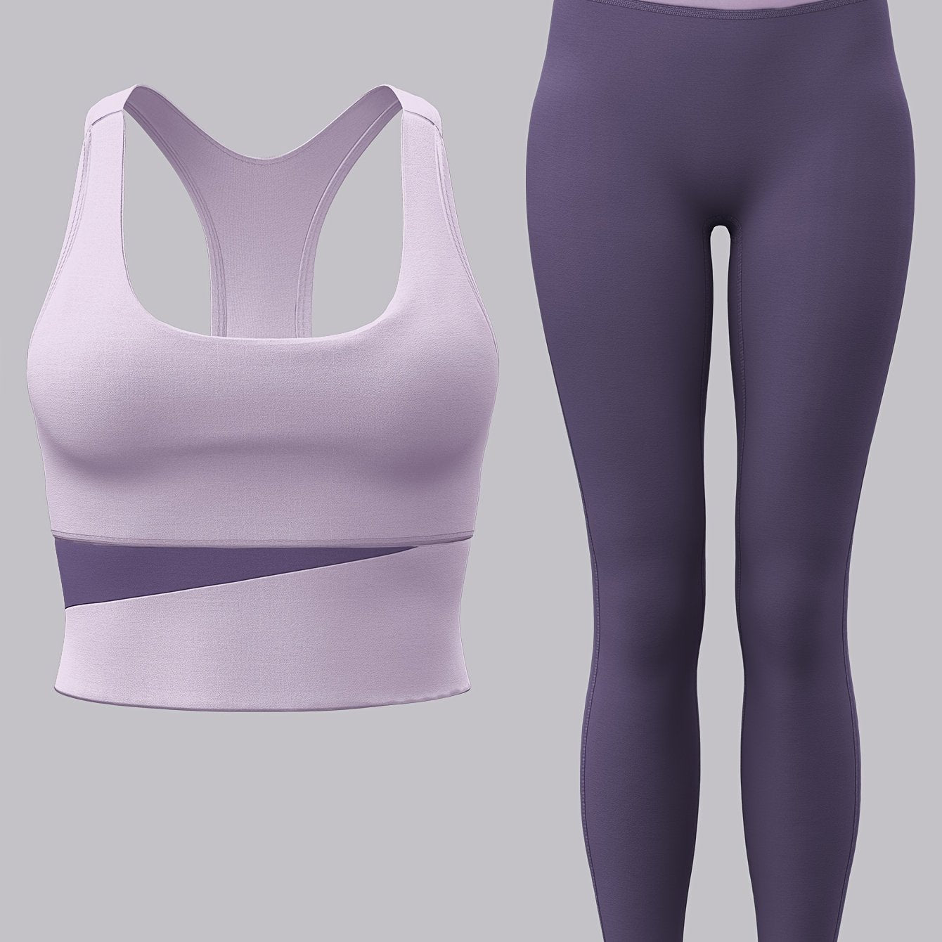 2pcs Women'S Sports Set with Sports Bra and Leggings, Color Block Design Suitable for Cycling, Fitness, Yoga, Running