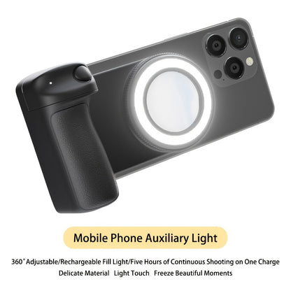Suporte de Câmara para Telemóvel com Controlo Remoto Magnético 360° e Luz Integrada