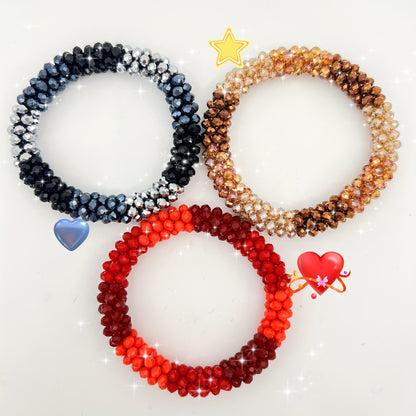 Esbbela 3pcs Bracelet Set Holiday Gift Beaded Artificial Crystal Stackable Strap Set with Elasticity Suitable for Women Men 16.51-20.32 cm Daily Vacation
