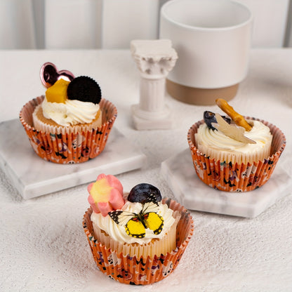 100pcs, Halloween Muffin Cups, Cupcake Cups, Disposable Paper Cupcake Liners, Cute Muffin Molds, Baking Tools, Kitchen Gadgets, Kitchen Accessories